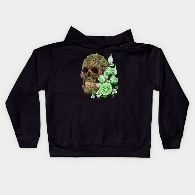 Unique Cool Floral Tree Spirit Skull Kids Hoodie by Atteestude